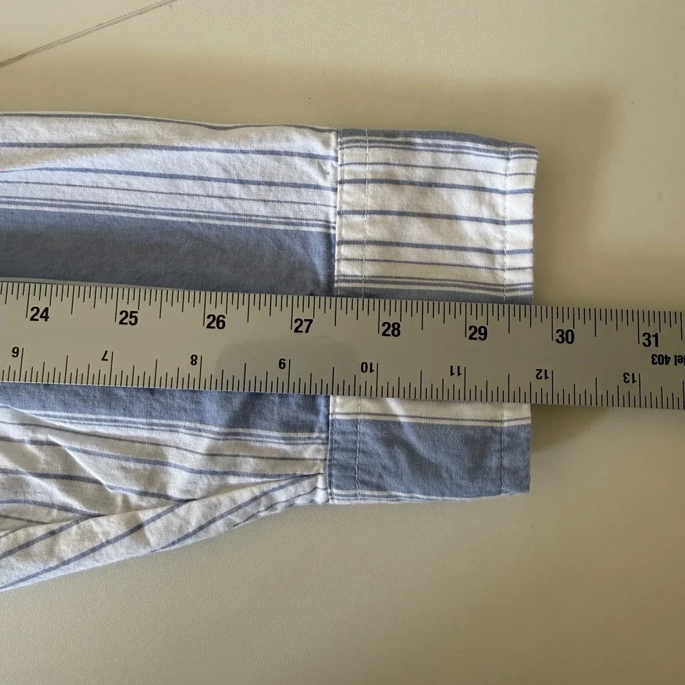 Gap Body Blue White Striped Cotton Button Down Pajama Shirt Large Oversized L